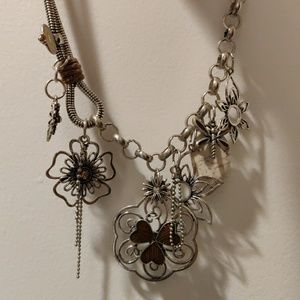 Floral earthy metalwork necklace